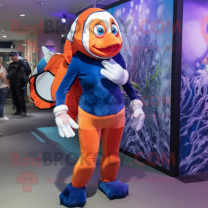 Marinblå Clown Fish maskot...