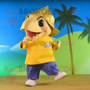 Gold Dolphin maskot kostume...