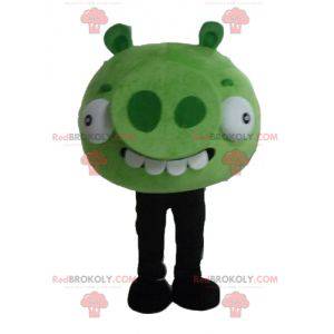 Maskottchen grünes Monster aus dem berühmten Spiel Angry Birds