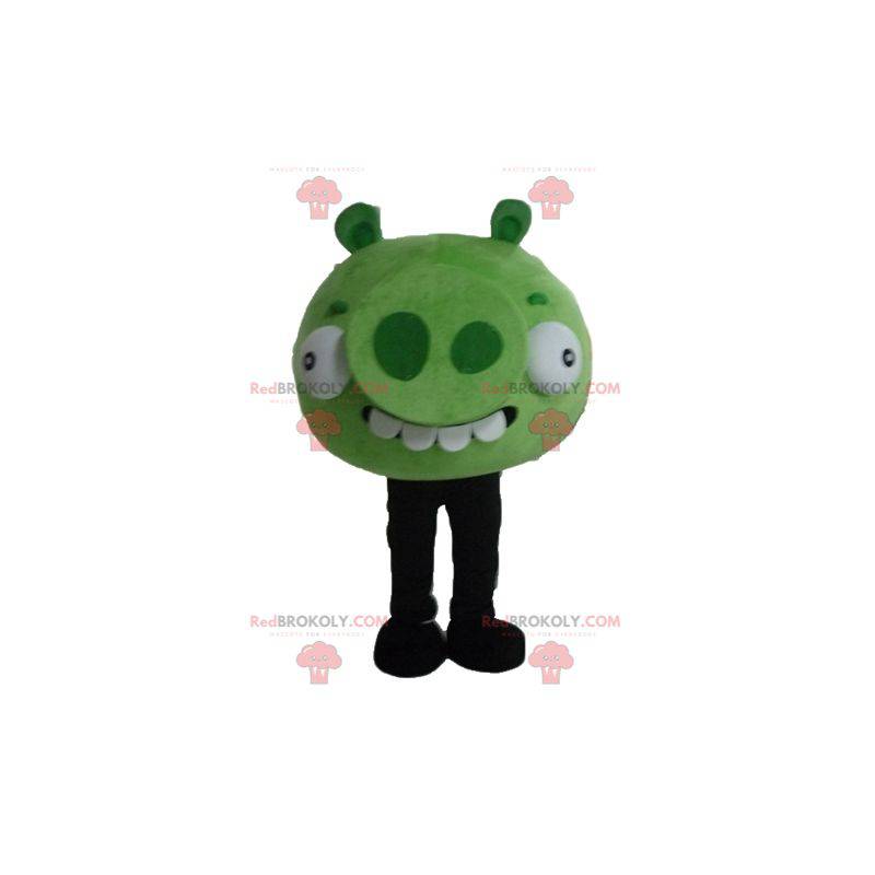 Mascotte de monstre vert du célèbre jeu Angry birds -