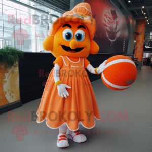 Peach Shakshuka mascot costume character dressed with a Ball Gown and Anklets