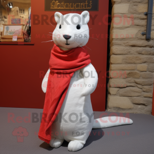 nan Ermine mascot costume character dressed with a Coat and Scarves