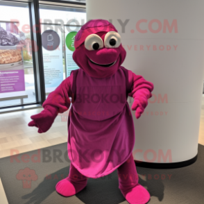 Magenta Turtle mascot costume character dressed with a Wrap Skirt and Cummerbunds