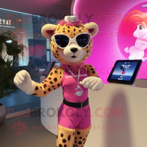 Pink Cheetah maskot kostume...