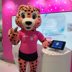 Rosa Cheetah- maskotdräkt...