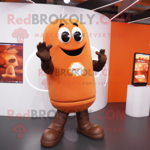 Orange Chocolate Bars mascot costume character dressed with a Turtleneck and Smartwatches