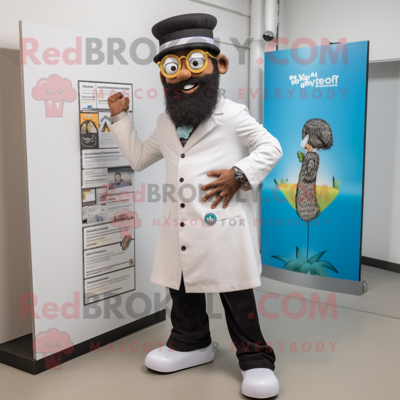 Black Doctor mascot costume character dressed with a Board Shorts and Berets Black Doctor mascot costume character dressed with a Board Shorts and Berets