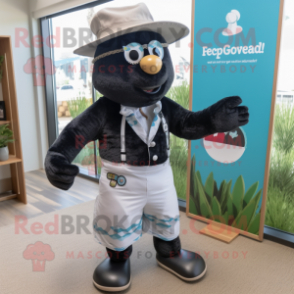 Black Doctor mascot costume character dressed with a Board Shorts and Berets