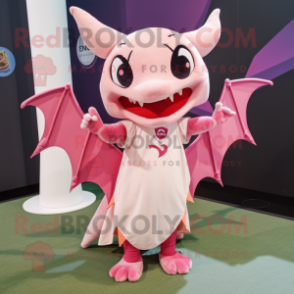 Pink Bat mascot costume character dressed with a Sheath Dress and Anklets