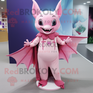 Pink Bat mascot costume character dressed with a Sheath Dress and Anklets