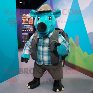 Teal Tapir mascotte kostuum...