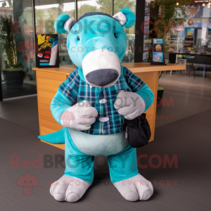 Teal Tapir mascotte kostuum...