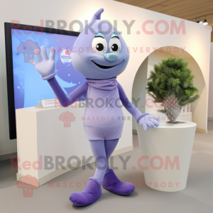 Lavender Engagement Ring mascot costume character dressed with a Yoga Pants and Mittens