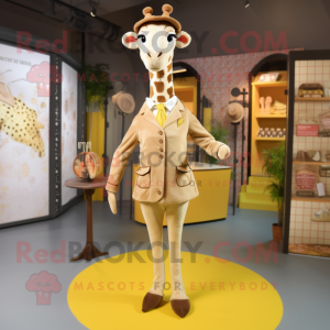 nan Giraffe mascot costume character dressed with a Dress and Pocket squares