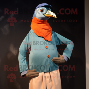 nan Passenger Pigeon mascot costume character dressed with a Long Sleeve Tee and Mittens