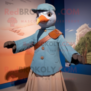 nan Passenger Pigeon mascot costume character dressed with a Long Sleeve Tee and Mittens