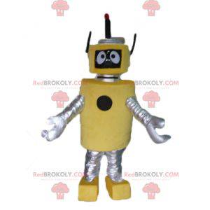 Mascote grande robô amarelo e prata muito bonito e original -