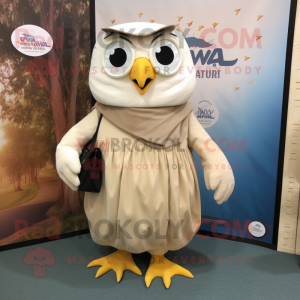 Cream Owl maskot kostyme...