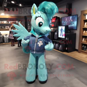 Teal Mare maskot kostume...