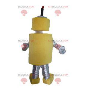 Mascot gran robot amarillo y plateado muy bonito y original. -