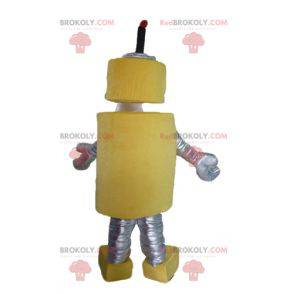 Mascote grande robô amarelo e prata muito bonito e original -