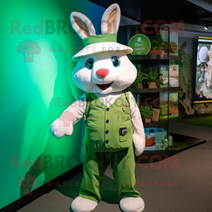 Green Rabbit mascot costume character dressed with a Playsuit and Caps