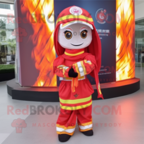 nan Fire Fighter mascot costume character dressed with a Wrap Dress and Scarves