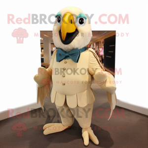 Beige Parrot maskot kostym...