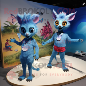 Blå Aye-Aye maskot drakt...