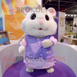 Lavender Hamster mascot costume character dressed with a Blouse and Keychains