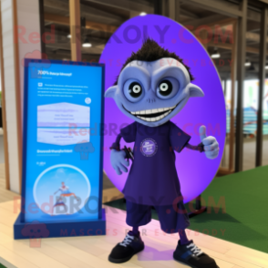 Lavender Vampire mascot costume character dressed with a Board Shorts and Smartwatches