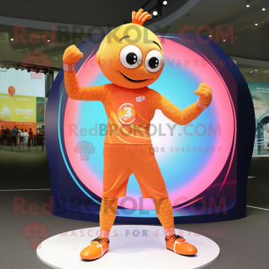 Orange Acrobat mascot costume character dressed with a T-Shirt and Bracelets