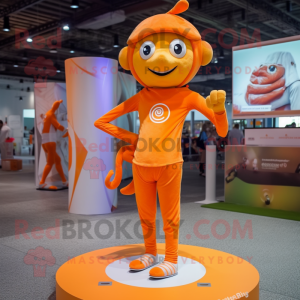 Orange Acrobat mascot costume character dressed with a T-Shirt and Bracelets