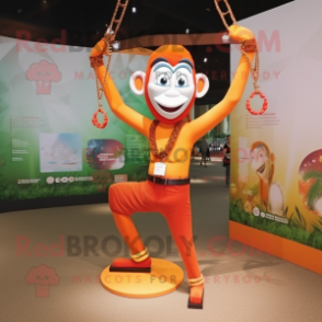 Orange Acrobat mascot costume character dressed with a T-Shirt and Bracelets