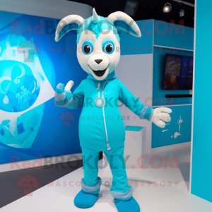 Cyan ged maskot kostume...