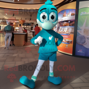 Teal Aglet maskot kostym...