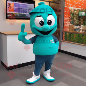 Teal Aglet mascot costume character dressed with a Leggings and Anklets