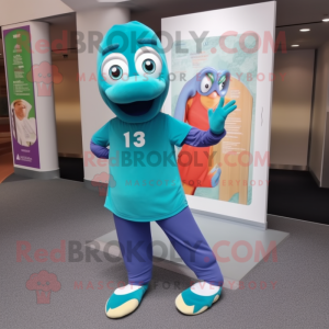 Blågrønn Aglet maskot drakt...
