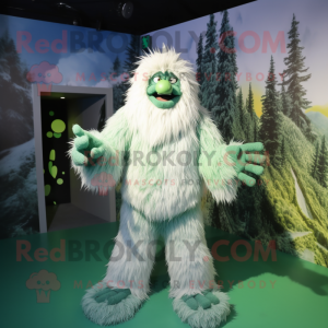 Forest Green Yeti mascot costume character dressed with a Romper and Scarves