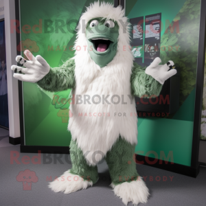 Forest Green Yeti mascot costume character dressed with a Romper and Scarves