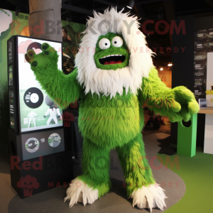 Forest Green Yeti mascot costume character dressed with a Romper and Scarves