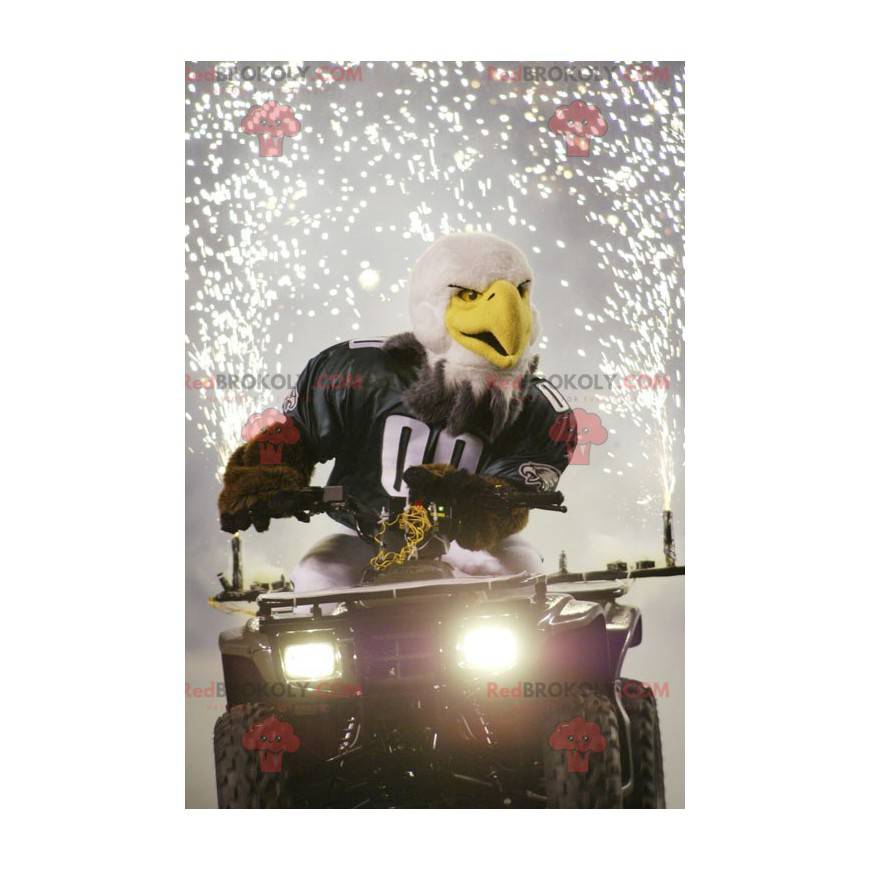 White and brown eagle mascot in sportswear - Redbrokoly.com White and brown eagle mascot in sportswear - Redbrokoly.com