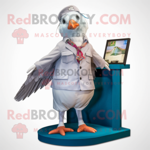 Silver Pigeon maskot kostym...