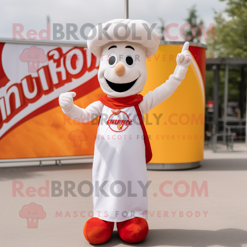 White Currywurst mascot costume character dressed with a Tank Top and Hairpins White Currywurst mascot costume character dressed with a Tank Top and Hairpins