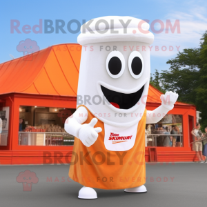 White Currywurst mascot costume character dressed with a Tank Top and Hairpins