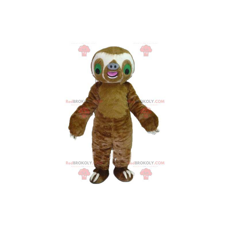 Mascotte de paresseux géant marron et blanc - Redbrokoly.com