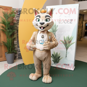 Beige Lynx maskot kostume...