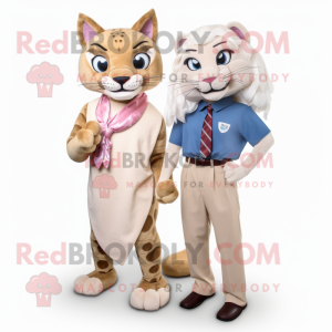 Beige Lynx maskot kostume...