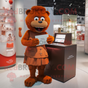 Rust Love Letter mascot costume character dressed with a Culottes and Bracelet watches