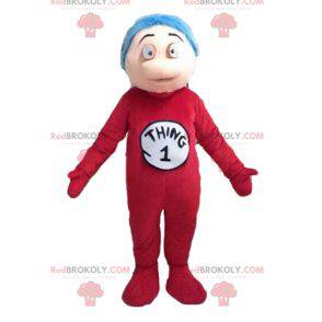 Boy mascot in red jumpsuit and blue hair - Redbrokoly.com